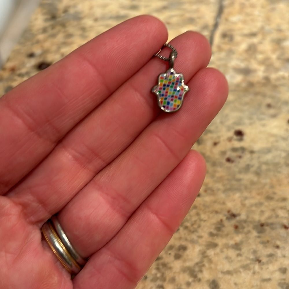 Sterling Silver Multicolored Hamsa - image 4